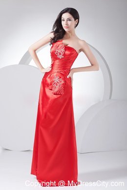 2014 Floor-length Red Homecoming Dress Beading Decorate