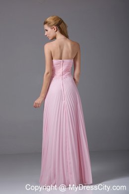 Beading and Ruching Decorate Pink Chiffon Homecoming Dress