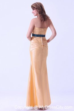 Gold Mermaid Homecoming Dress With Belt and Ruching