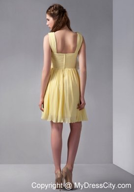 Straps Mini-length Flower Decorate Homecoming Dress in Yellow