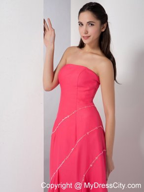 Tea-length Beaded Homecoming Dress in Coral Red with Cloak