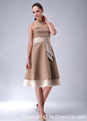 Brand New Brown Tea-length Homecoming Dress Sash Decorate