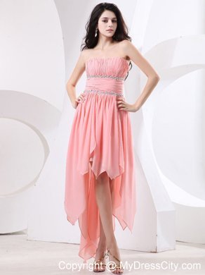 Watermelon High-low Homecoming Dress With Beaded For 2013