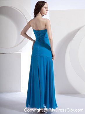 Blue Ankle-length Homecoming Dress With Appliques For Customize