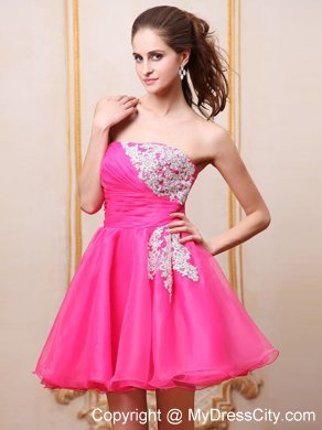 Hot Pink Mini-length Club Homecoming Dress With Appliques