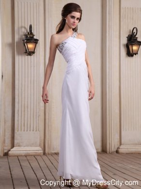 One Shoulder Ankle-length Beaded Keyhole Homecoming Dress For Party