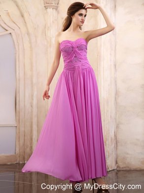 Lavender Sweetheart Chiffon Homecoming Dress Ruching Decorate