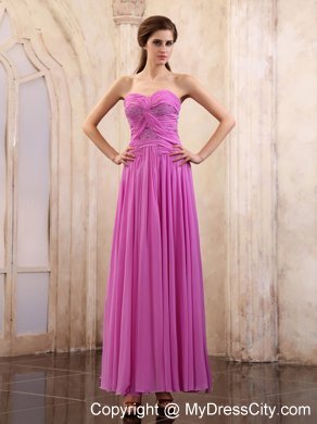 Lavender Sweetheart Chiffon Homecoming Dress Ruching Decorate