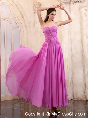 Lavender Sweetheart Chiffon Homecoming Dress Ruching Decorate