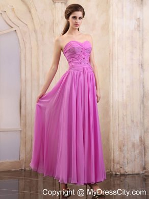 Lavender Sweetheart Chiffon Homecoming Dress Ruching Decorate