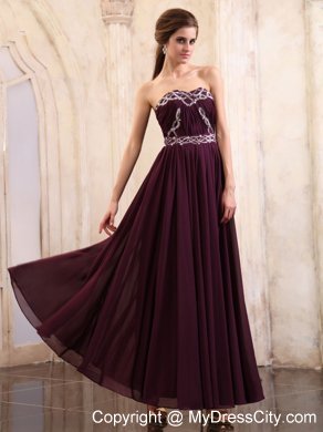 Dark Purple Homecoming Dress With Beading Ankle-length Style