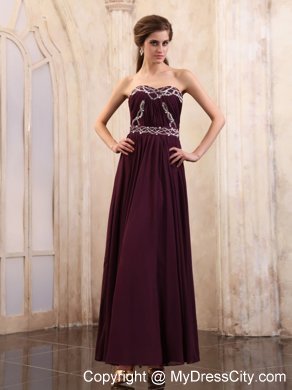 Dark Purple Homecoming Dress With Beading Ankle-length Style