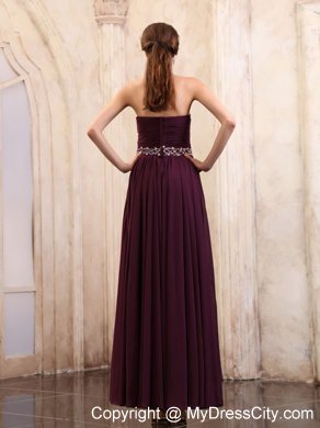 Dark Purple Homecoming Dress With Beading Ankle-length Style