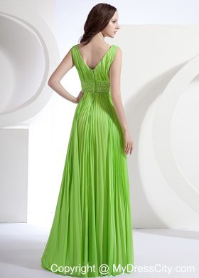 A-Line Deep V-neck Chiffon Homecoming Dress With Pleats And Beading