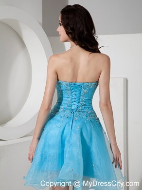 Customize Baby Blue Homecoming Dress Beaded Mini-length Design
