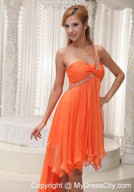 Beaded One Shoulder High-low A-line Homecoming Dress Ruched