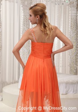 Beaded One Shoulder High-low A-line Homecoming Dress Ruched