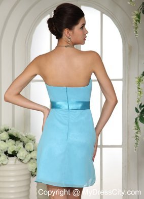 Baby Blue Ruched and Belt Decorate 2013 Homecoming Dress