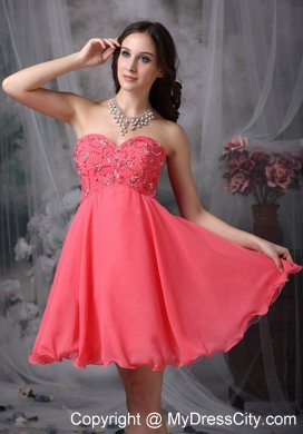 The Super Hot Coral Red A-line Homecoming Dress Beading Design