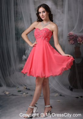 The Super Hot Coral Red A-line Homecoming Dress Beading Design