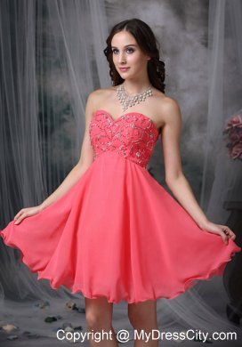 The Super Hot Coral Red A-line Homecoming Dress Beading Design