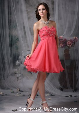 The Super Hot Coral Red A-line Homecoming Dress Beading Design