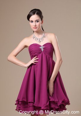 Fuchsia Homecoming Dress With Sweetheart Beading Decorate