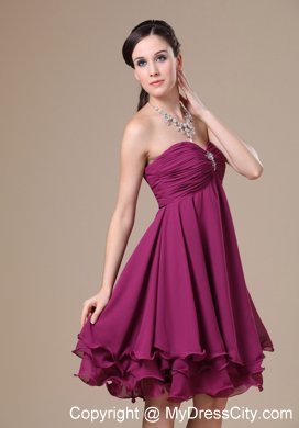 Fuchsia Homecoming Dress With Sweetheart Beading Decorate