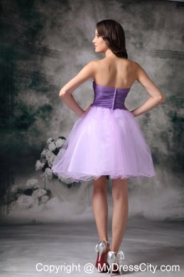 Customize Lilac A-line Beading Homecoming Dress With Bowknot