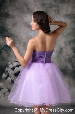 Customize Lilac A-line Beading Homecoming Dress With Bowknot