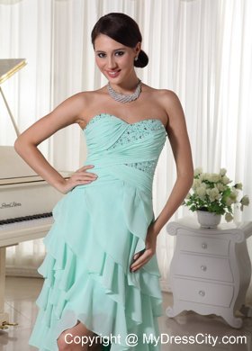 Chiffon Layered High Low Homecoming Dress With Beading and Ruche