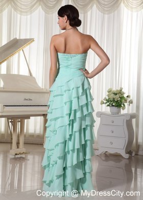 Chiffon Layered High Low Homecoming Dress With Beading and Ruche