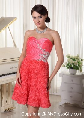 Appliques With Beading And Rolling Flower Decorate Homecoming Dress