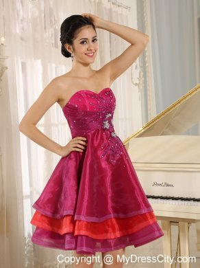 Multi-color Short Beading Decorate Homecoming Dress With Appliques