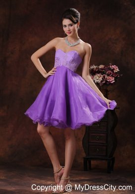 Sweetheart Lavender Short Homecoming Dress With Appliques Decorate