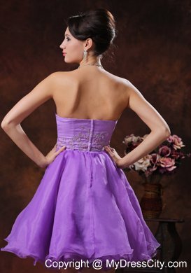 Sweetheart Lavender Short Homecoming Dress With Appliques Decorate