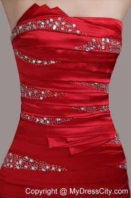 Red Mini-length Homecoming Dress For Beaded Sheath Style