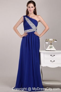 2014 New Style Blue One Shoulder Homecoming Dress with Sequins