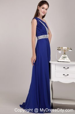 2014 New Style Blue One Shoulder Homecoming Dress with Sequins