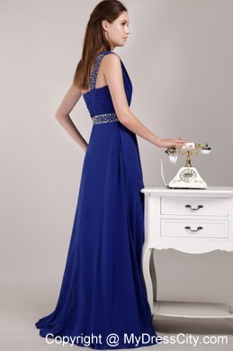 2014 New Style Blue One Shoulder Homecoming Dress with Sequins