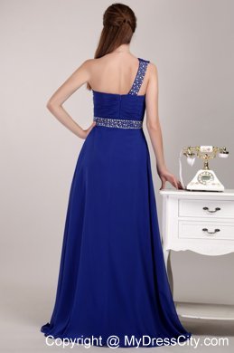 2014 New Style Blue One Shoulder Homecoming Dress with Sequins