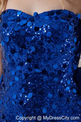 Detachable Royal Blue Homecoming Dress in Mini-length With Sequin