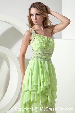 Beautiful Light Green One Shoulder High-low Homecoming Dress