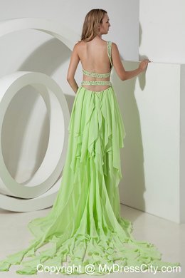 Beautiful Light Green One Shoulder High-low Homecoming Dress