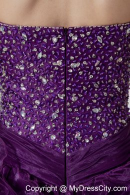 High-low Sheath Style Purple Homecoming Dress Beading Design