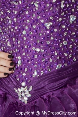 High-low Sheath Style Purple Homecoming Dress Beading Design