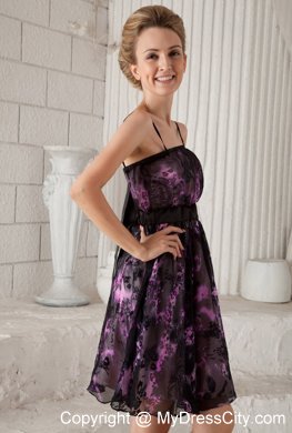 Pretty Mini-length Printing Homecoming Dress with Spaghetti Straps