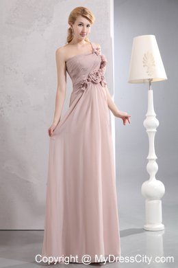 Light Pink Flowers Decorate Homecoming Dress with One Shoulder