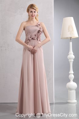 Light Pink Flowers Decorate Homecoming Dress with One Shoulder