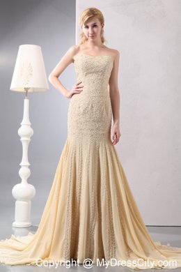 Gold Mermaid Court Homecoming Dress Beading and Sequins Decorate